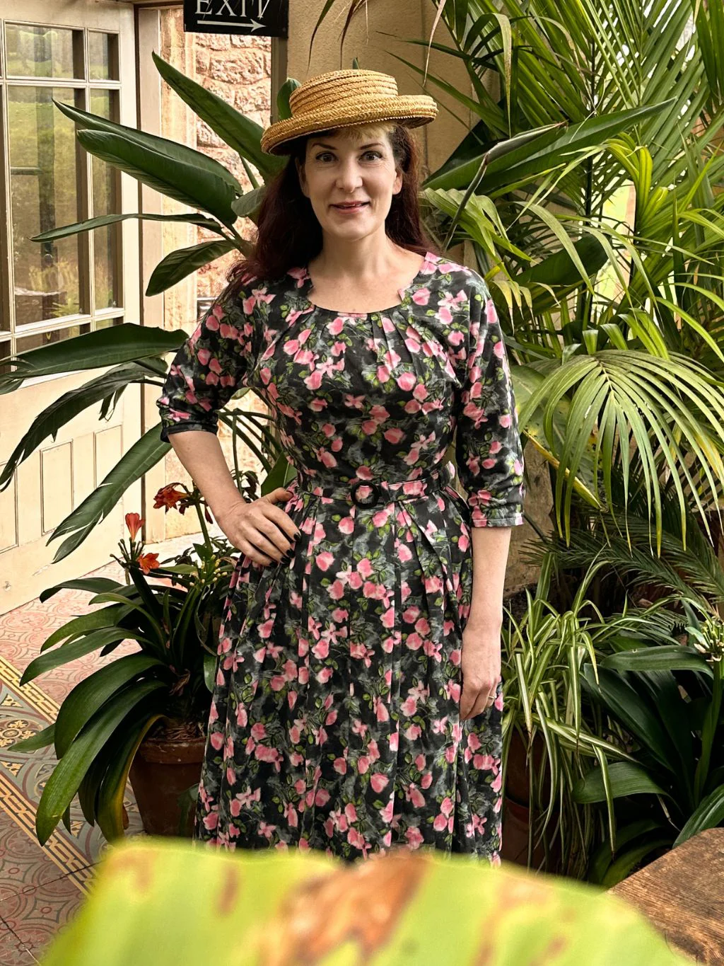 Gladys 1950s Day Dress Grey & Pink - Image 2