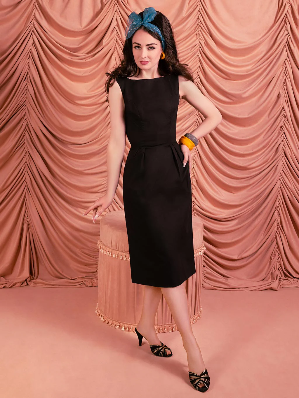 Fenella Black Pencil Dress V019BC - Image 4